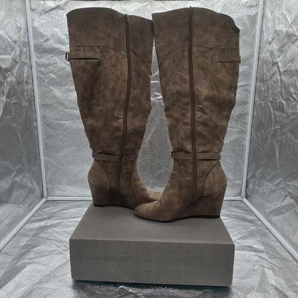 Maurices Luna Distressed Faux Leather Wedge Tall Fall Boot Size 9 Fall Casual - Picture 5 of 7